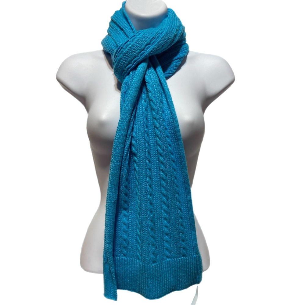 Talbots Cyan Blue Cableknit Scarf NWT! 13001